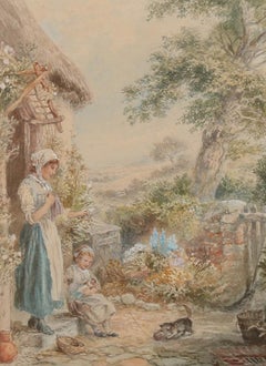 Follower of Myles Birket Foster (1825-1899) - Watercolour, Little Mischief