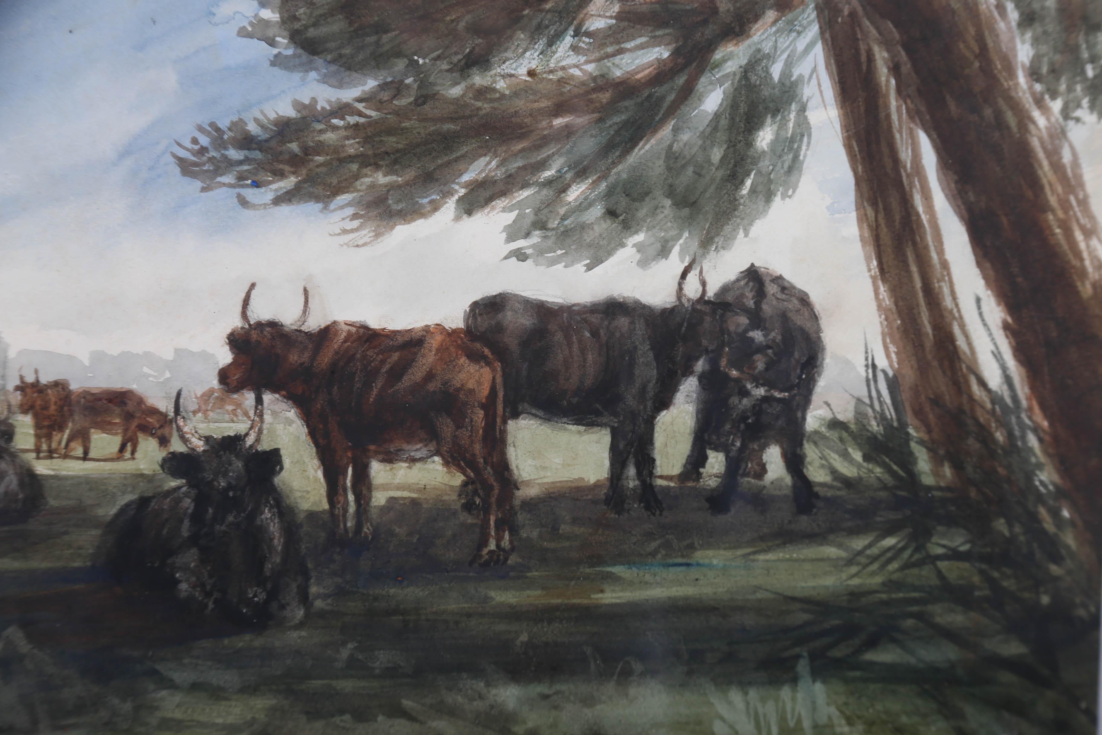 Thomas Hollis (1818-1843) - Framed 1833 Watercolour, Cows Grazing 4