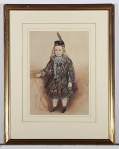 W. T. Bracewell - Framed 1855 Watercolour, Portrait in Tartan