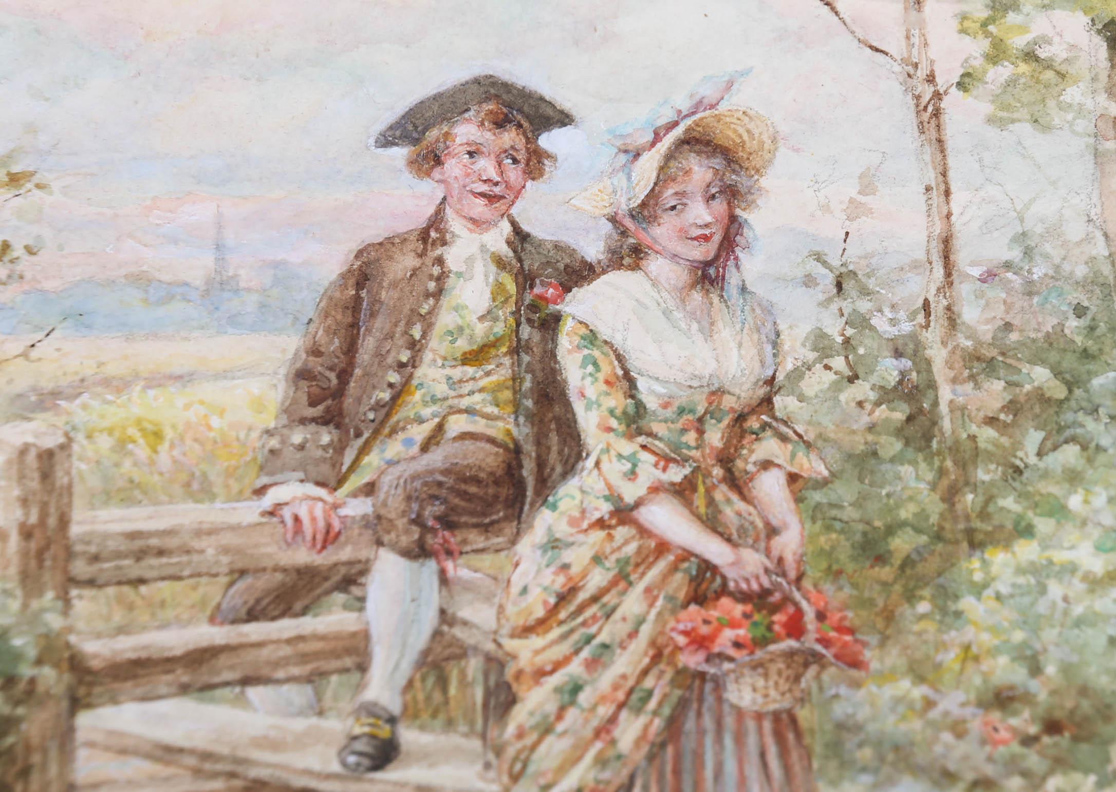 Walter Duncan (1848-1932) - 1904 Watercolour, Meeting at the Stile For Sale 3