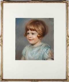 Antique Donald Wood (1889-1953) - Framed 1932 Pastel, Innocent Eyes