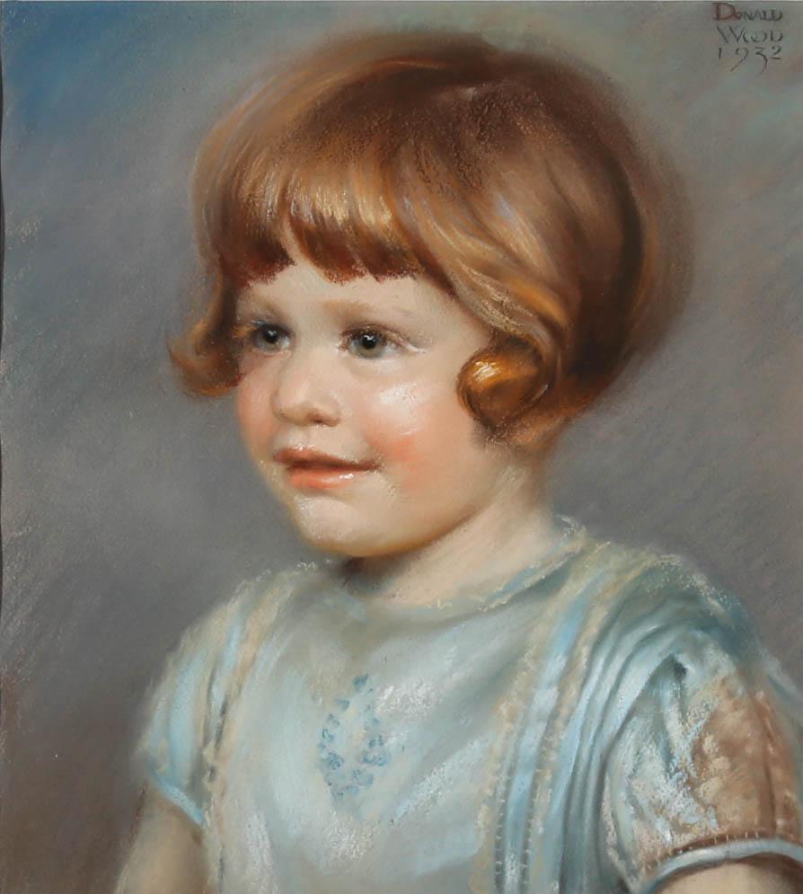 Donald Wood (1889-1953) - Framed 1932 Pastel, Innocent Eyes For Sale 1