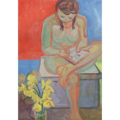 Austin Taylor (1908-1992) - Peinture à la gouache encadrée - Daffs in the Nude