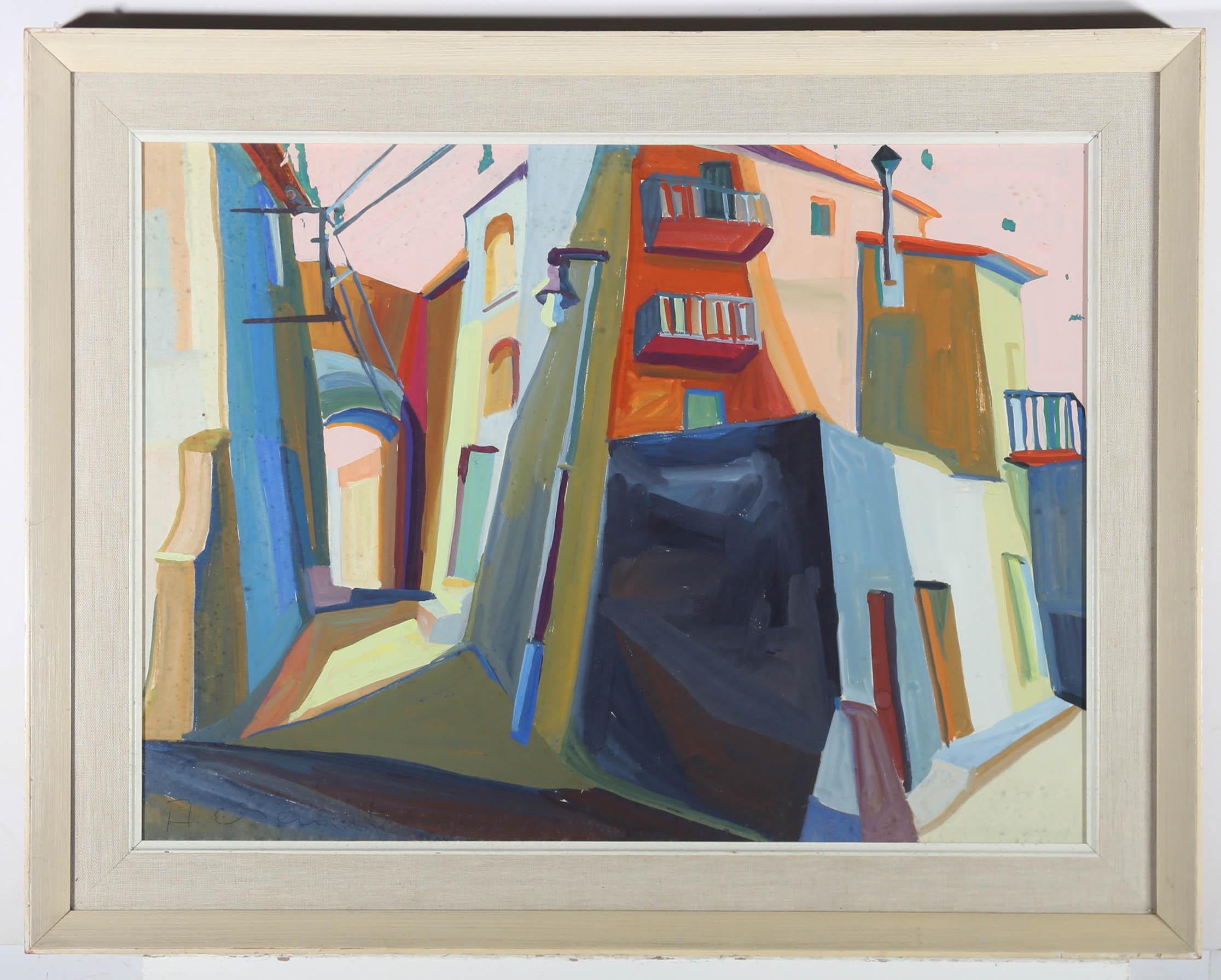 A. Crewick  - Gouache contemporaine, Sunshine Street en vente 2