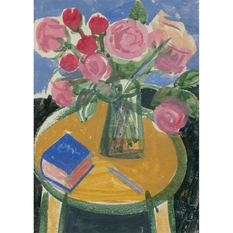 Austin Taylor (1908-1992) - Framed Gouache, Coffee Table Flowers For Sale 1