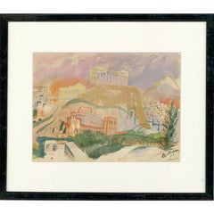 Austin Taylor (1908-1992) - Framed Mid 20th Century Gouache, Acropolis of Athens