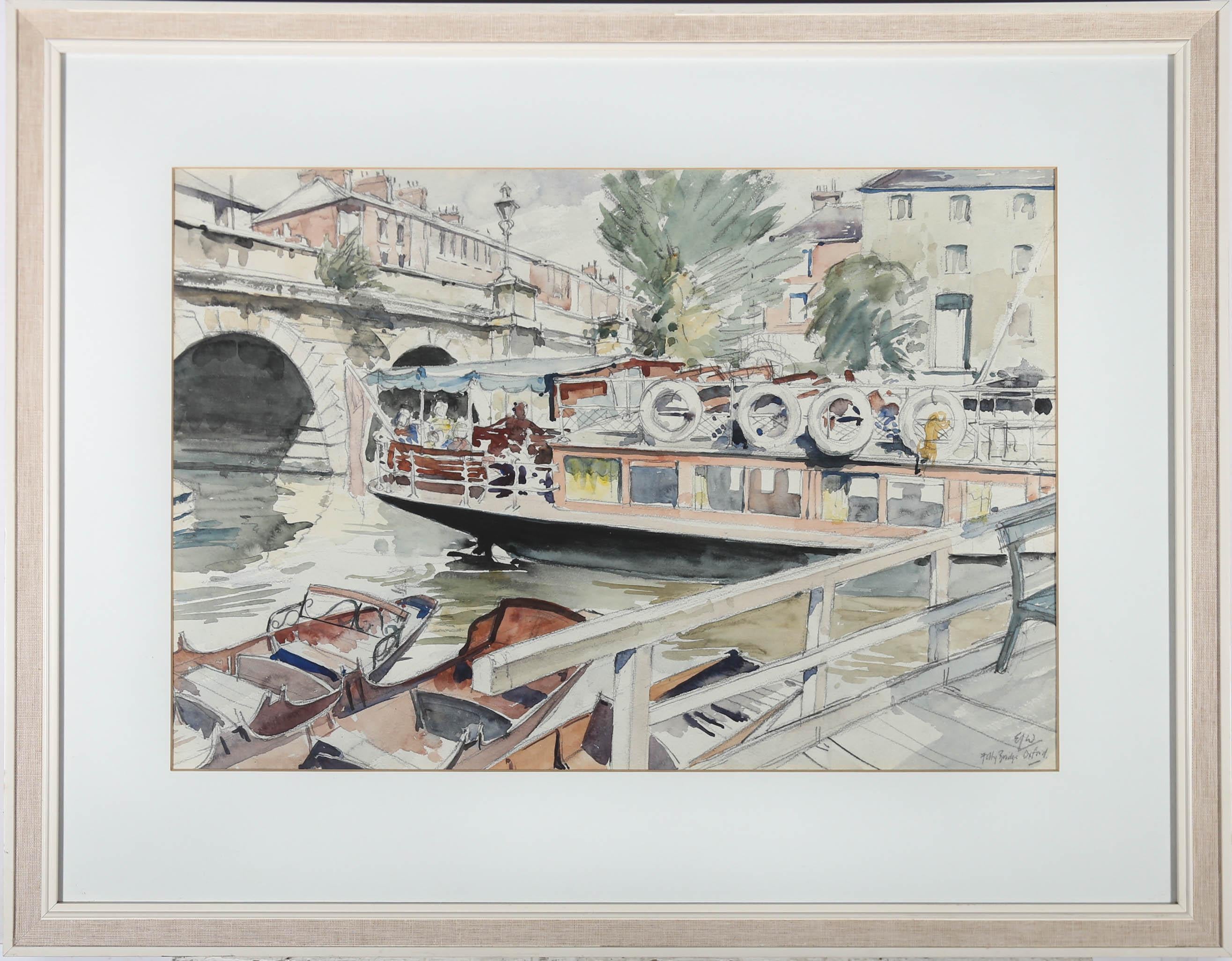 Unknown Landscape Art - E.J.W - Framed 20th Century Watercolour, Folly Bridge