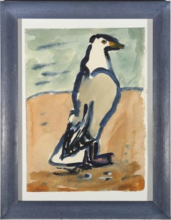Gerahmtes zeitgenössisches Aquarell von Michael Davies (geb. 1947) mit weißem, tailliertem See Gull