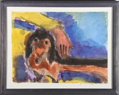 Michael Davis (nato nel 1947) - Acquerello contemporaneo incorniciato, Coccole di Bassotto