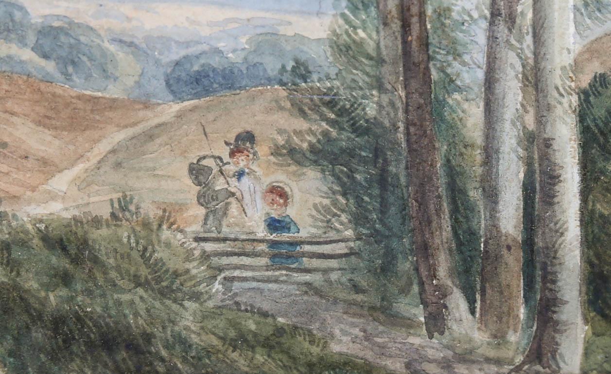 Henry Jutsum (1816-1869) - Framed Watercolour, Family River Scene For Sale 4