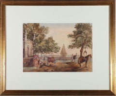 Framed Late 19th Century Watercolour - Arabian Horses
