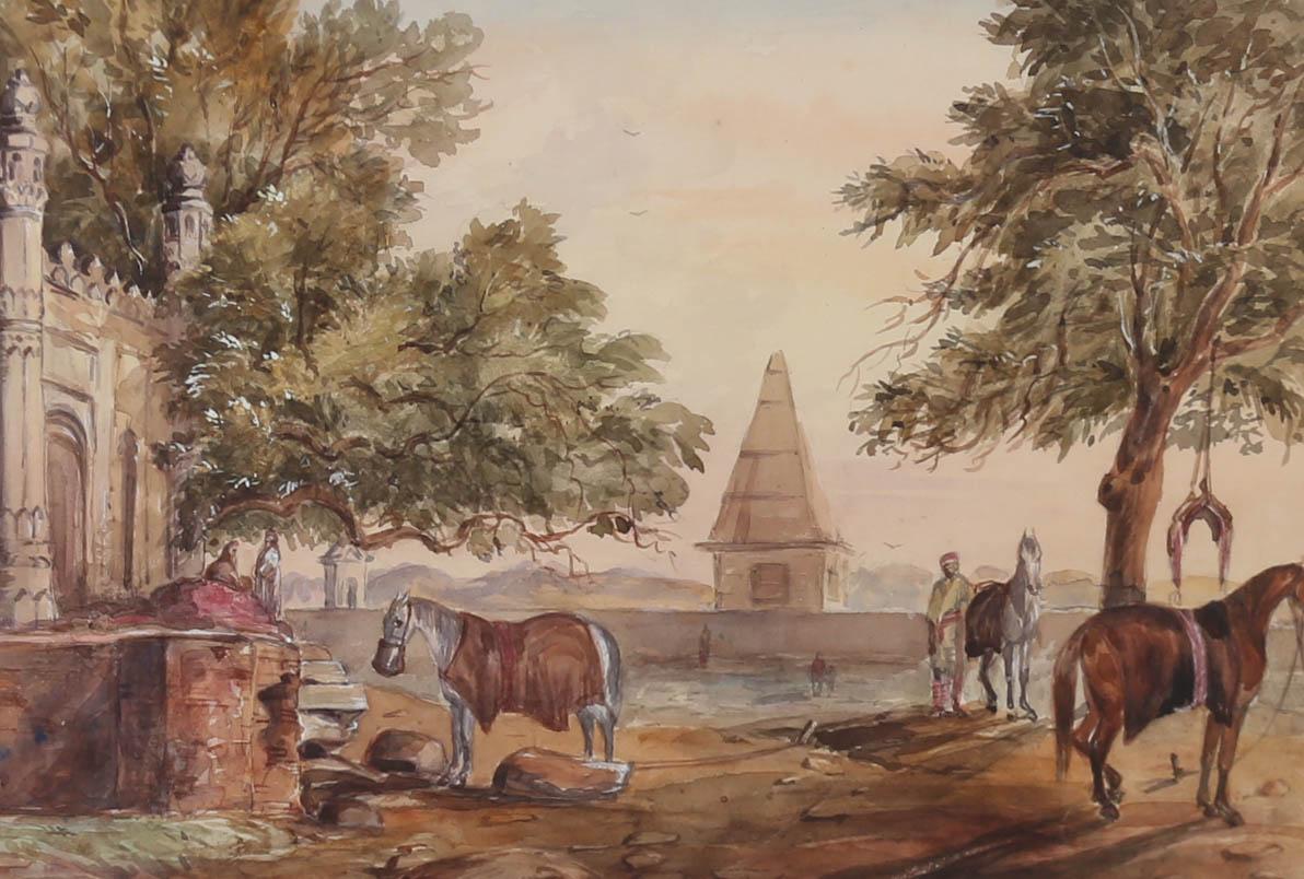 Framed Late 19th Century Watercolour - Arabian Horses - Art by Unknown