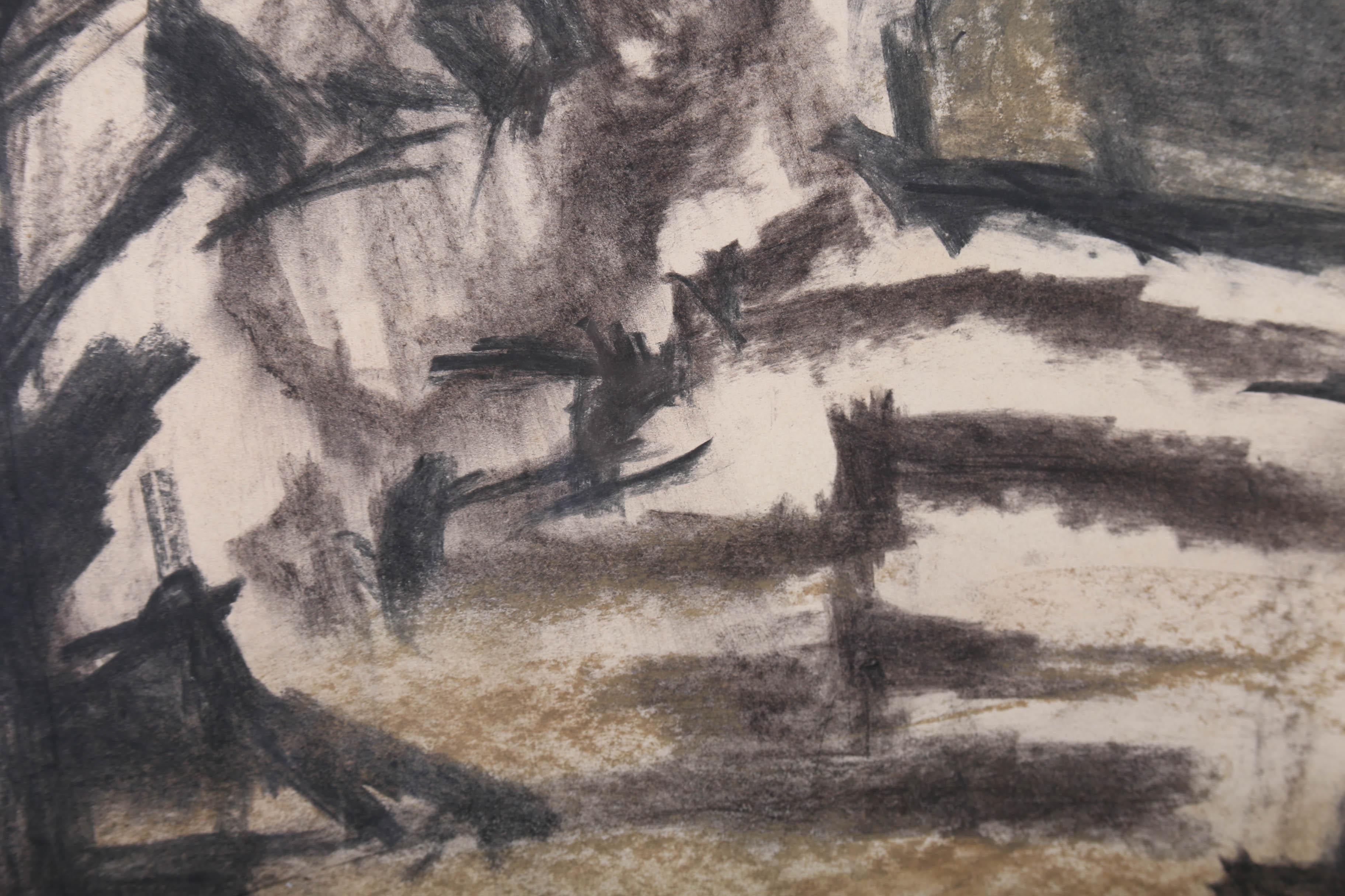 20th Century Charcoal Drawing - Abstracted Landscape For Sale 2