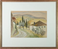 Vintage Inga Palmgren (1914-2008)  - Mid 20th Century Watercolour, Verdant Village