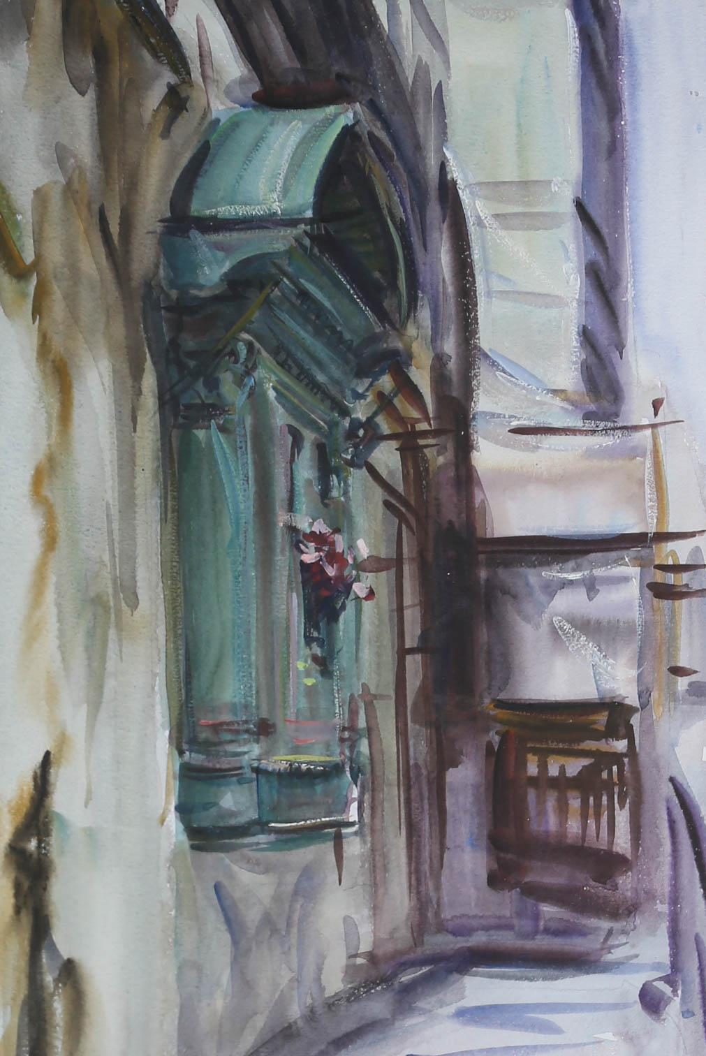 Anthony Bream (b.1943) - 1998 Watercolour, Venice Side Street For Sale 1