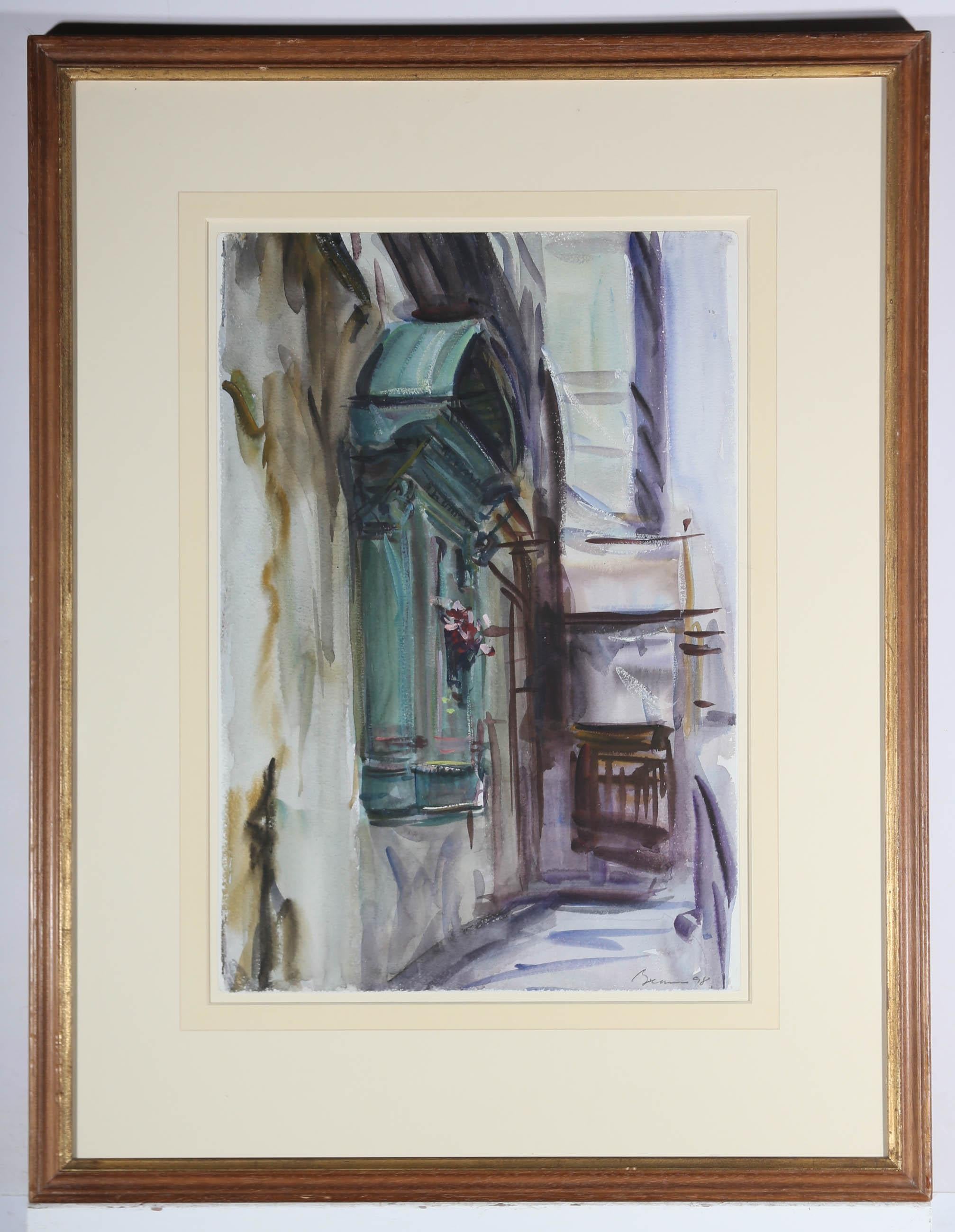Anthony Bream (b.1943) - 1998 Watercolour, Venice Side Street For Sale 2