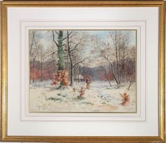 J. Henry - Framed 19th Century Watercolour, Walking Through Woods