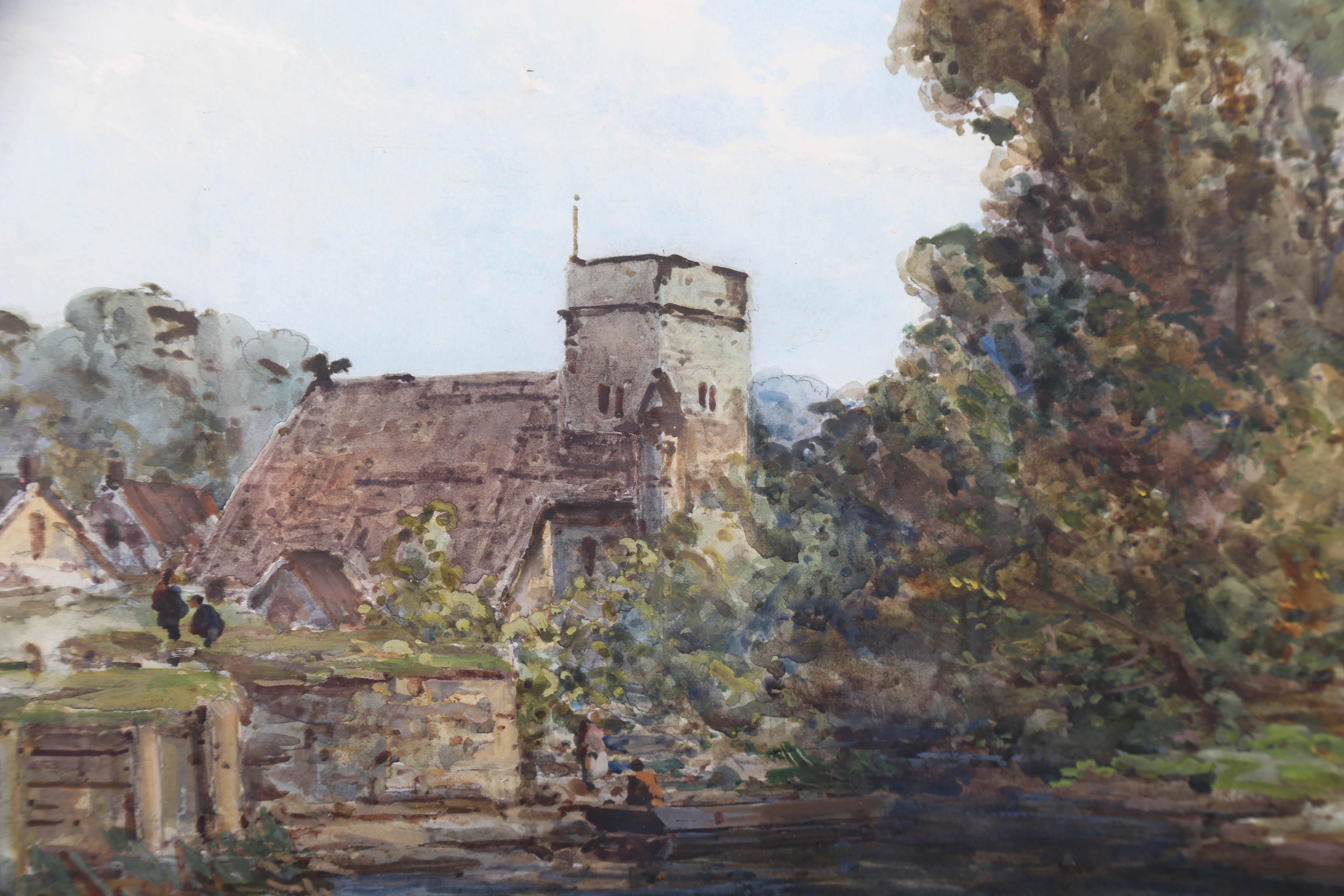 Charles Brooke Branwhite (1851-1929) - Watercolour, Goring Church on the Thames For Sale 4