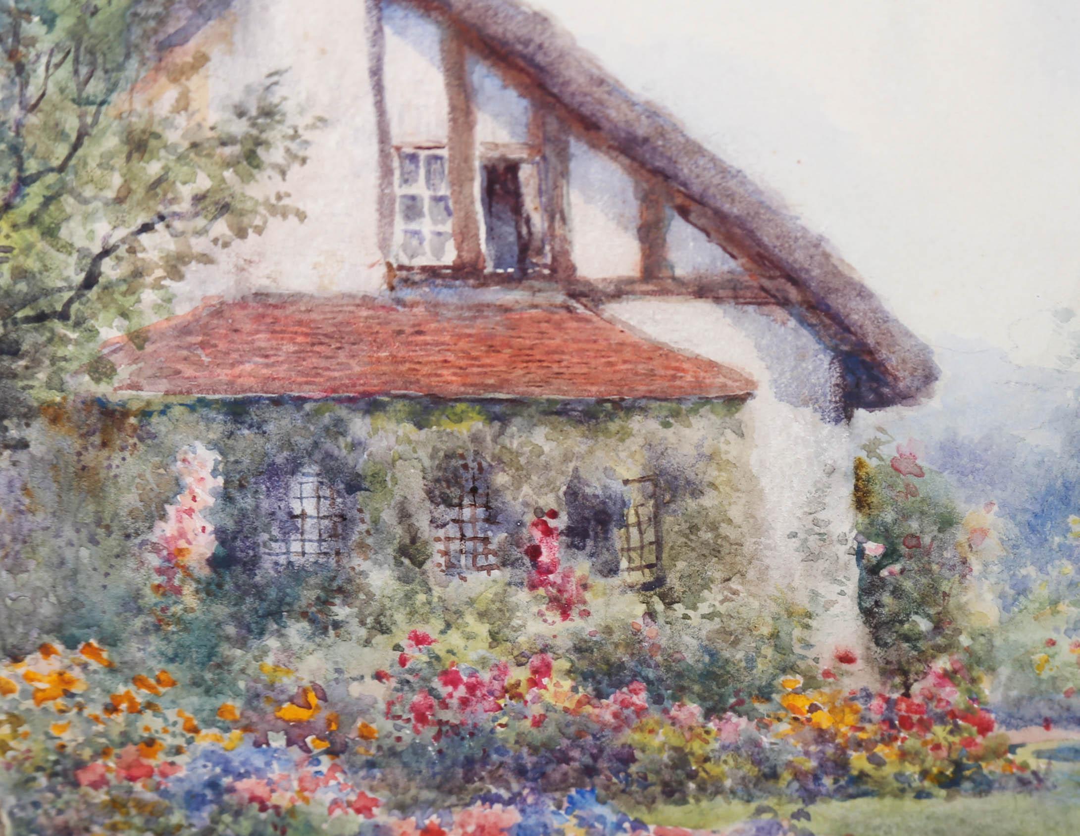 Claude H. Rowbotham (1846-1949) - Framed 1909 Watercolour, Summer Cottage For Sale 2