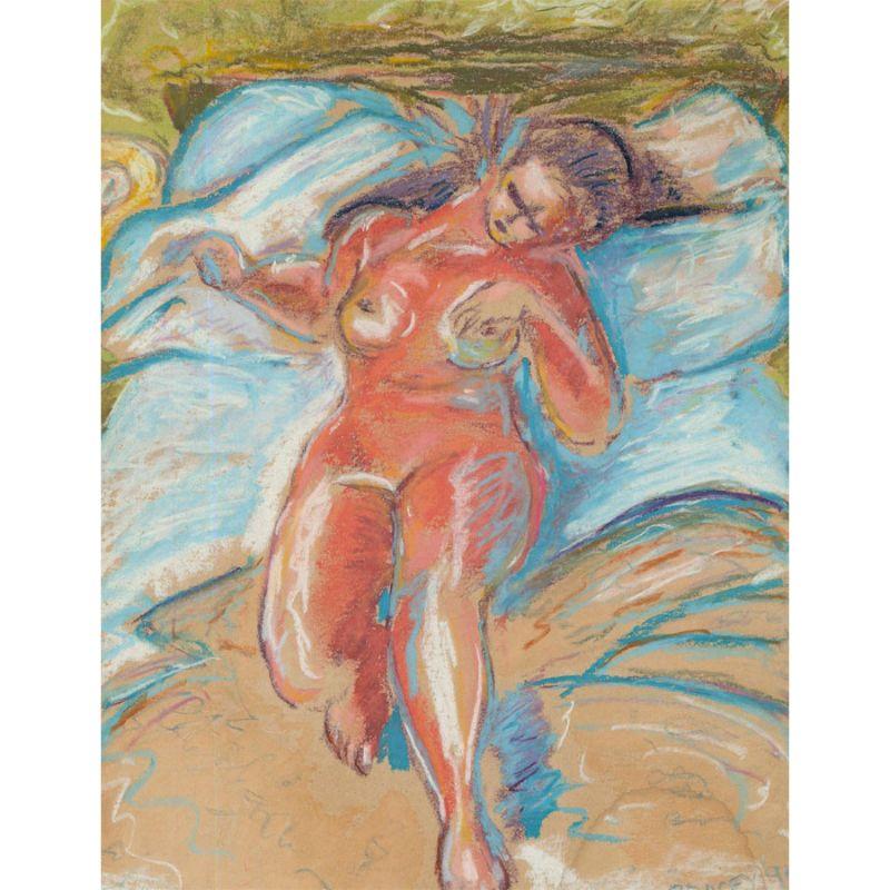 Bracey - Framed 1991 Pastel, Sleeping Nude For Sale 1