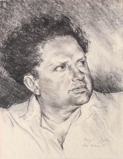 Ellie Lishman  - 1992 Charcoal Drawing, Portrait of Dylan Thomas