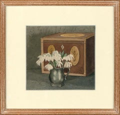 Vintage R.H - Bloomsbury School Mid 20th Century Watercolour, Still Life of Snowdrops