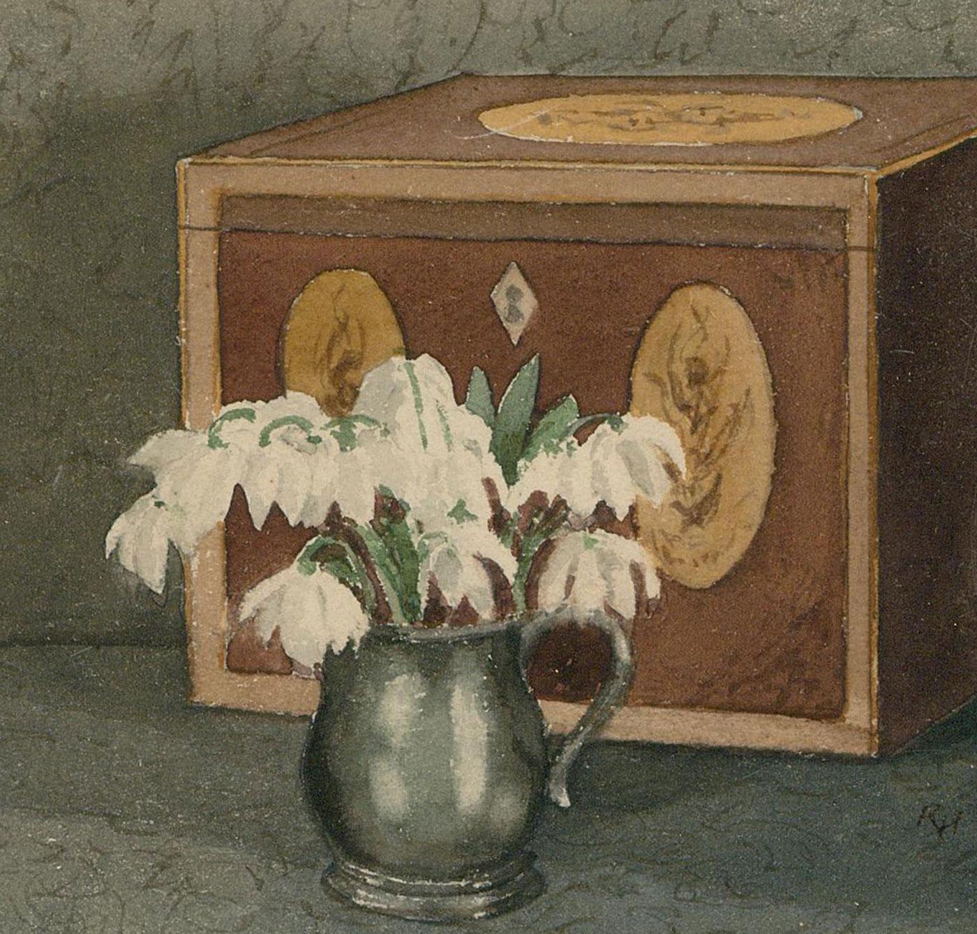 R.H – Bloomsbury School, Aquarell, Stillleben mit Schneegräsern, Mitte des 20. Jahrhunderts – Art von Unknown