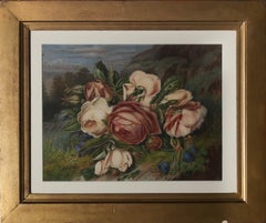 A. E. Adamson - 1865 - Aquarelle, Roses And Campanula