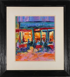 John Holt (b.1949)  - 20th Century Pastel, Cafe In The Evening