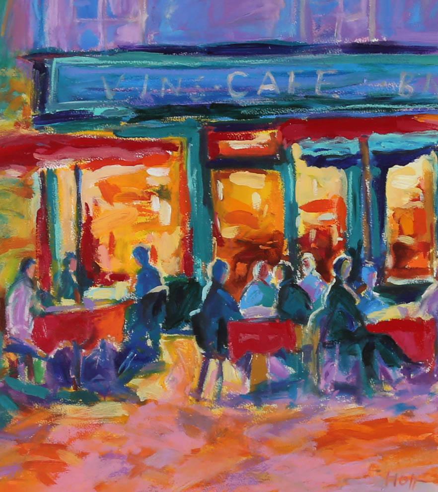 John Holt (b.1949)  - 20th Century Pastel, Cafe In The Evening 1