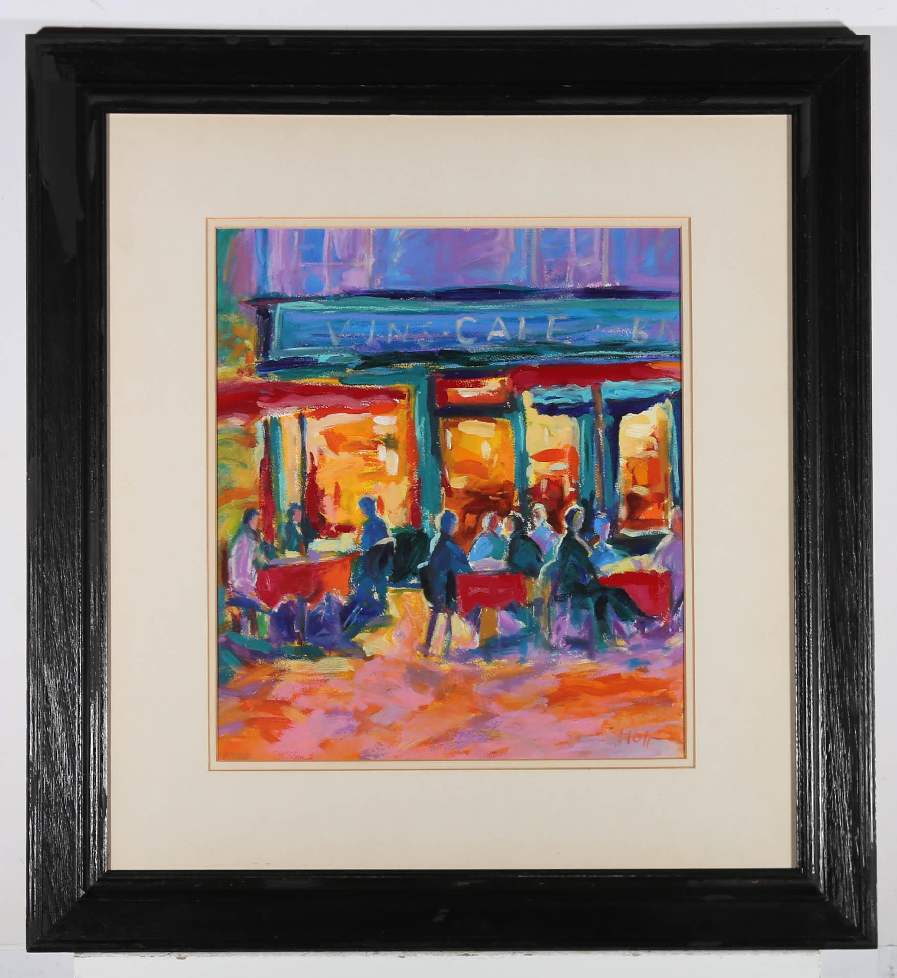 John Holt (b.1949)  - 20th Century Pastel, Cafe In The Evening 2