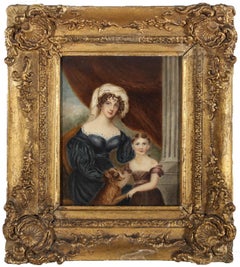 Early 19th Century Watercolour - Portrait of a Mother and Child