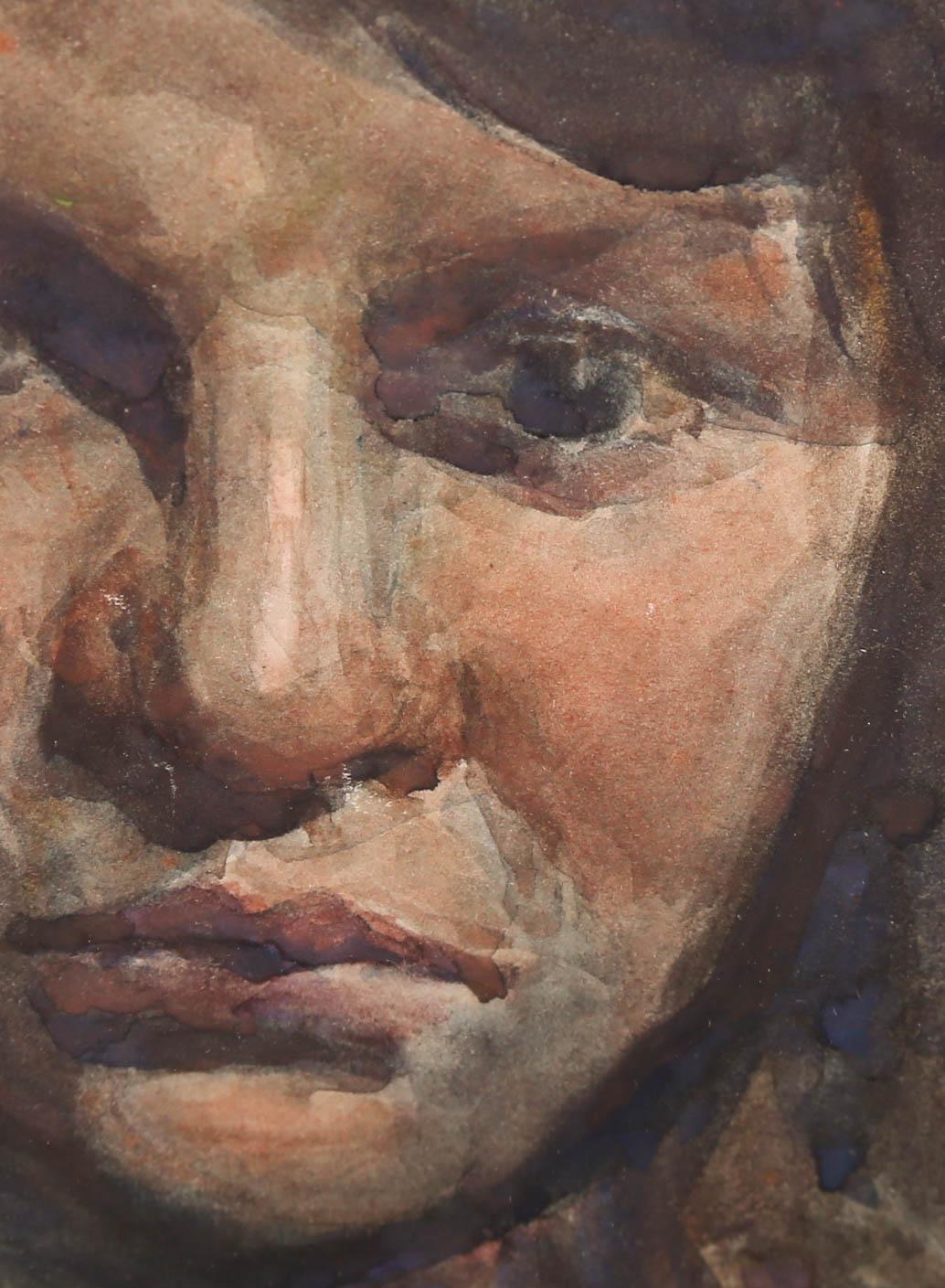 Mid 20th Century Watercolour - A Piercing Stare For Sale 2