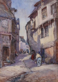 Framed Early 20th Century Watercolour - Purple Sunset