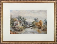 Used 19th Century Watercolour - House On The Weir