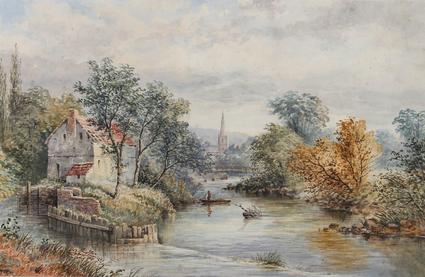 19th Century Watercolour - House On The Weir - Art by Unknown