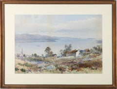 Antique Framed Early 20th Century Watercolour - Cottages On The Estuary