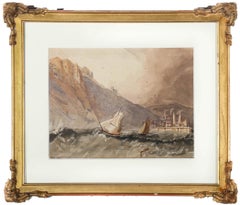 Antique Henry Barlow Carter (1804-1868) - Framed Watercolour, Waves at Whitby