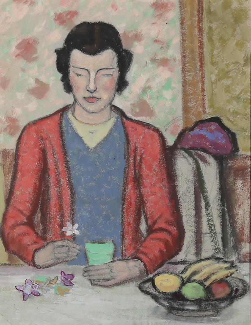 Frederick William George (1889-1971) - Mid 20th Century Pastel, Flower Arranging For Sale 1