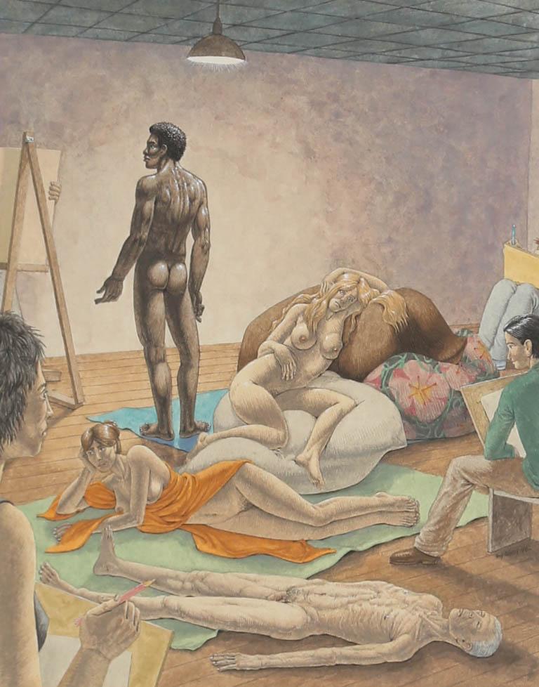 Guy Colwell (b.1945) - 20th Century Watercolour, The Life Drawing Class For Sale 1