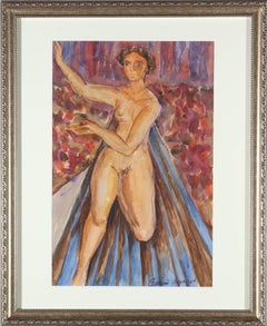 Sergej M. Luppov (1893-1977) - Aquarelle de l'école russe, Dansant dans un nu