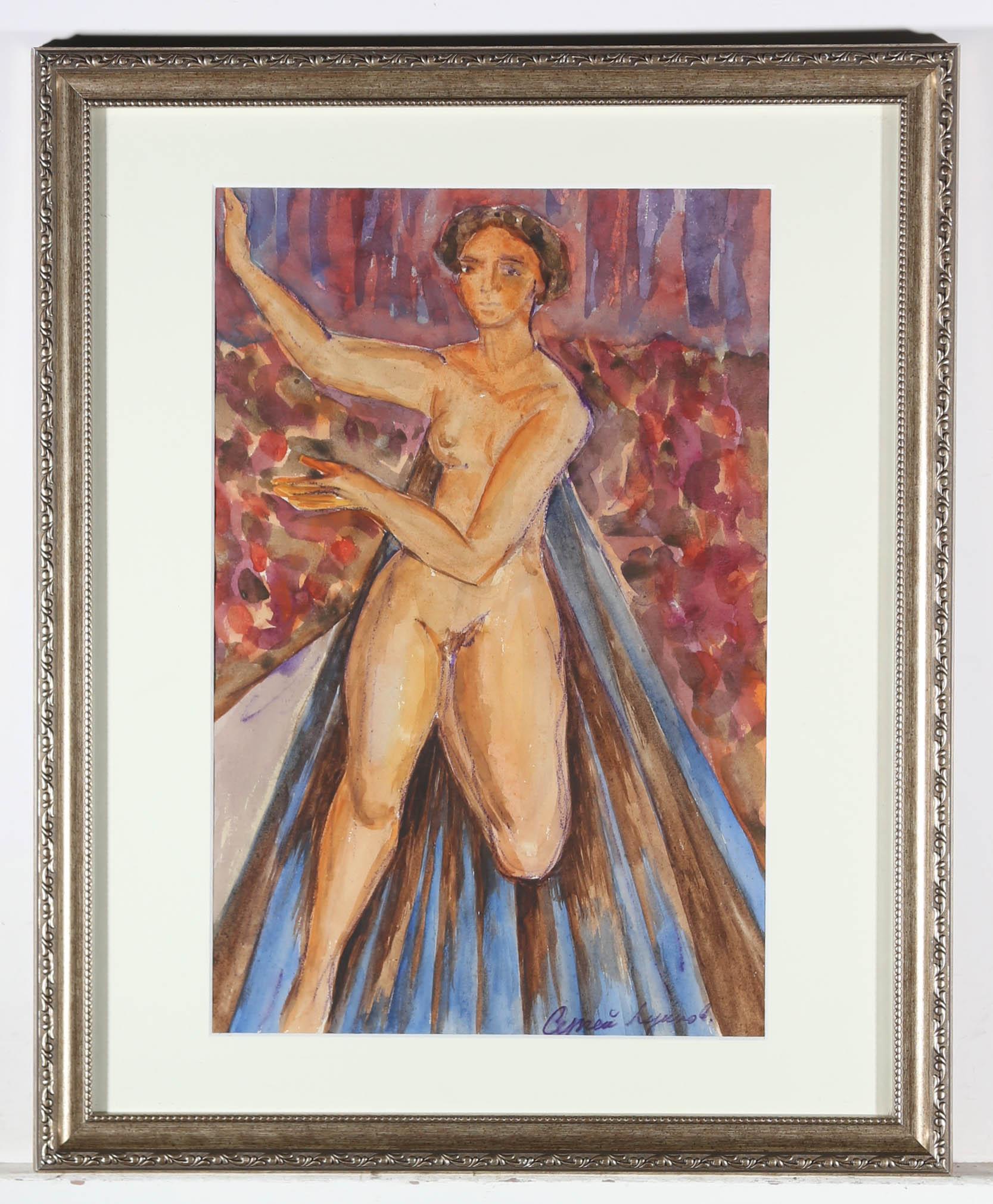 Sergej M. Luppov (1893-1977) - Russian School Watercolour, Dancing in the Nude For Sale 1