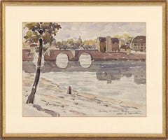 French School Mid 20th Century Watercolour - Bridge Over the River