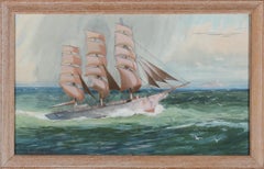 Antique Ralph R. Keeling - Framed 1932 Watercolour, Fully Rigged