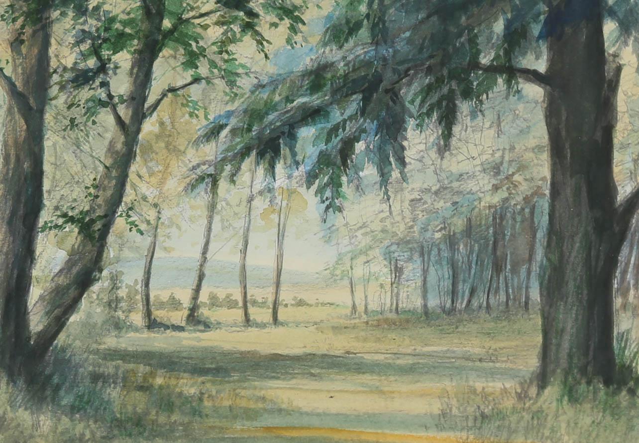 Michel Le Bourlier - 1974 Aquarell, „Towards The Clearing“ im Angebot 1