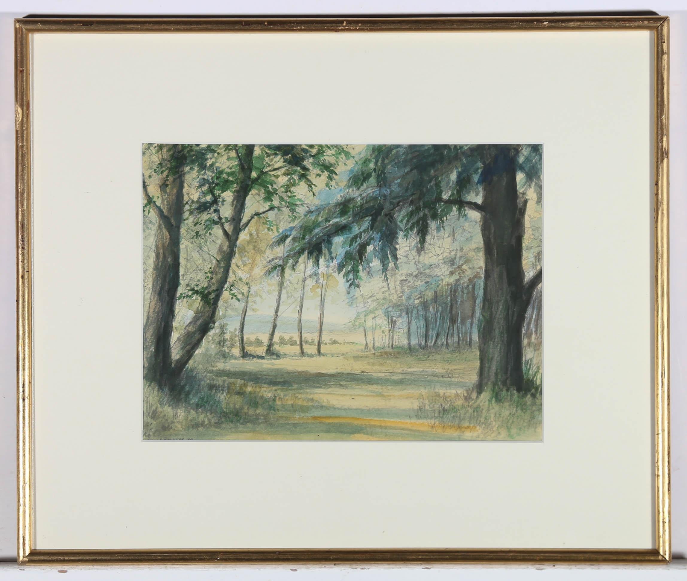 Michel Le Bourlier - 1974 Aquarell, „Towards The Clearing“ im Angebot 2