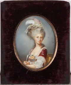 Caban - 20th Century Watercolour Miniature, French Beauty