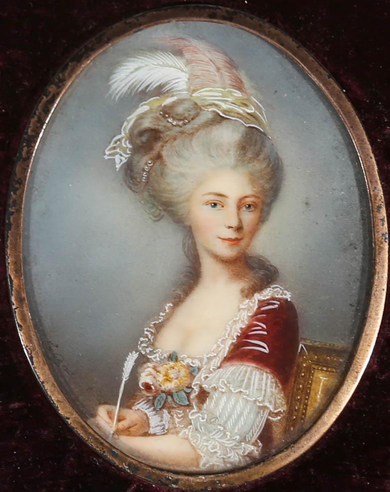 Caban – Aquarell-Miniatur-Miniatur des 20. Jahrhunderts, französische Schönheit 1