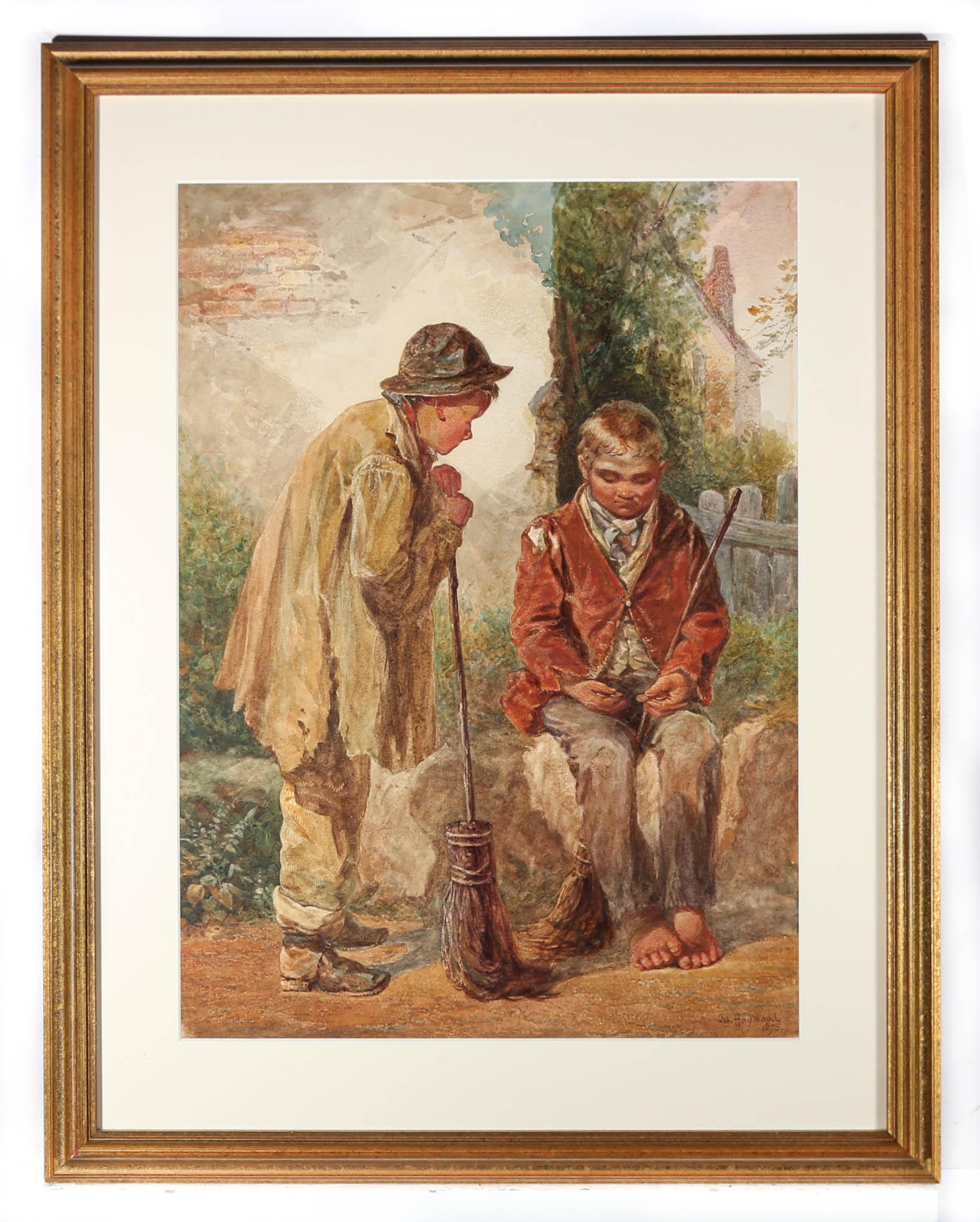M. Haywood  - 1875 Watercolour, Counting Pennies 2