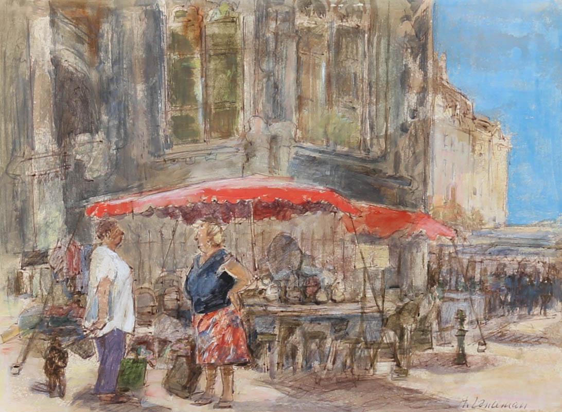 Audrey Lanceman (b.1931) - 20th Century Watercolour, Place St Jacques, Dieppe For Sale 1